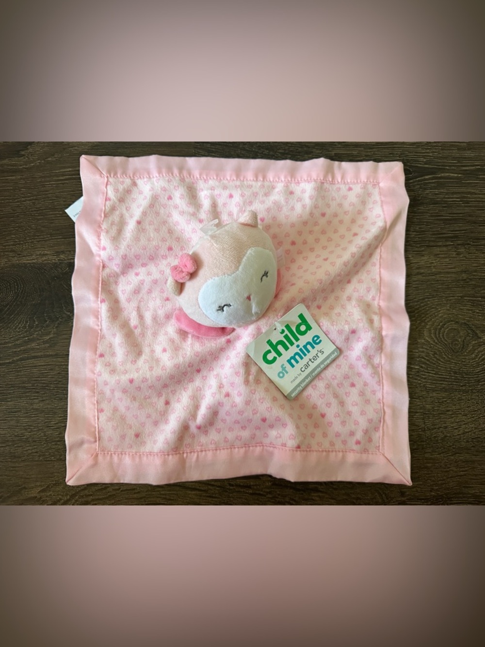 Child of Mine Carter's Pink Owl Lovey Rattle Polka Dot Security Blanket NEW